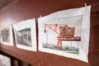 Embroideries at the exhibition of 'That what stays' ('Dat Wat Blijft'). Photo: Monique Broekman