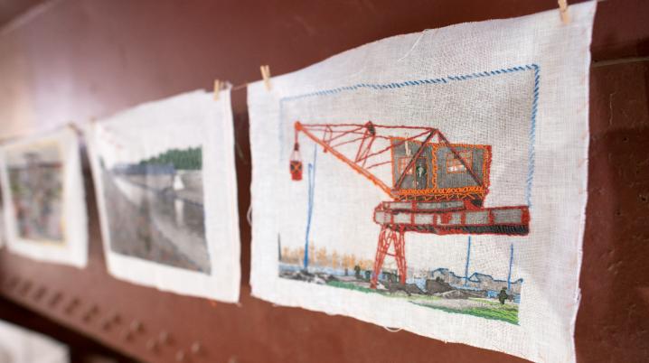 Embroideries at the exhibition of 'That what stays' ('Dat Wat Blijft'). Photo: Monique Broekman