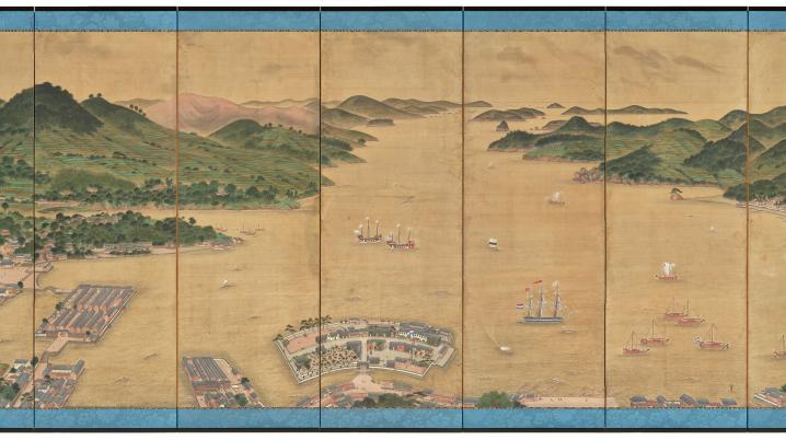 Folding Screen by Kawahara Keiga - View on Deshima after restauration - Photo: Rene Gerritsen